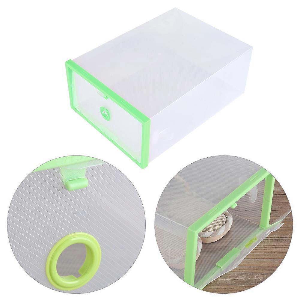 Transparent Foldable Shoe Storage Box 29x21x12cm Stackable Green