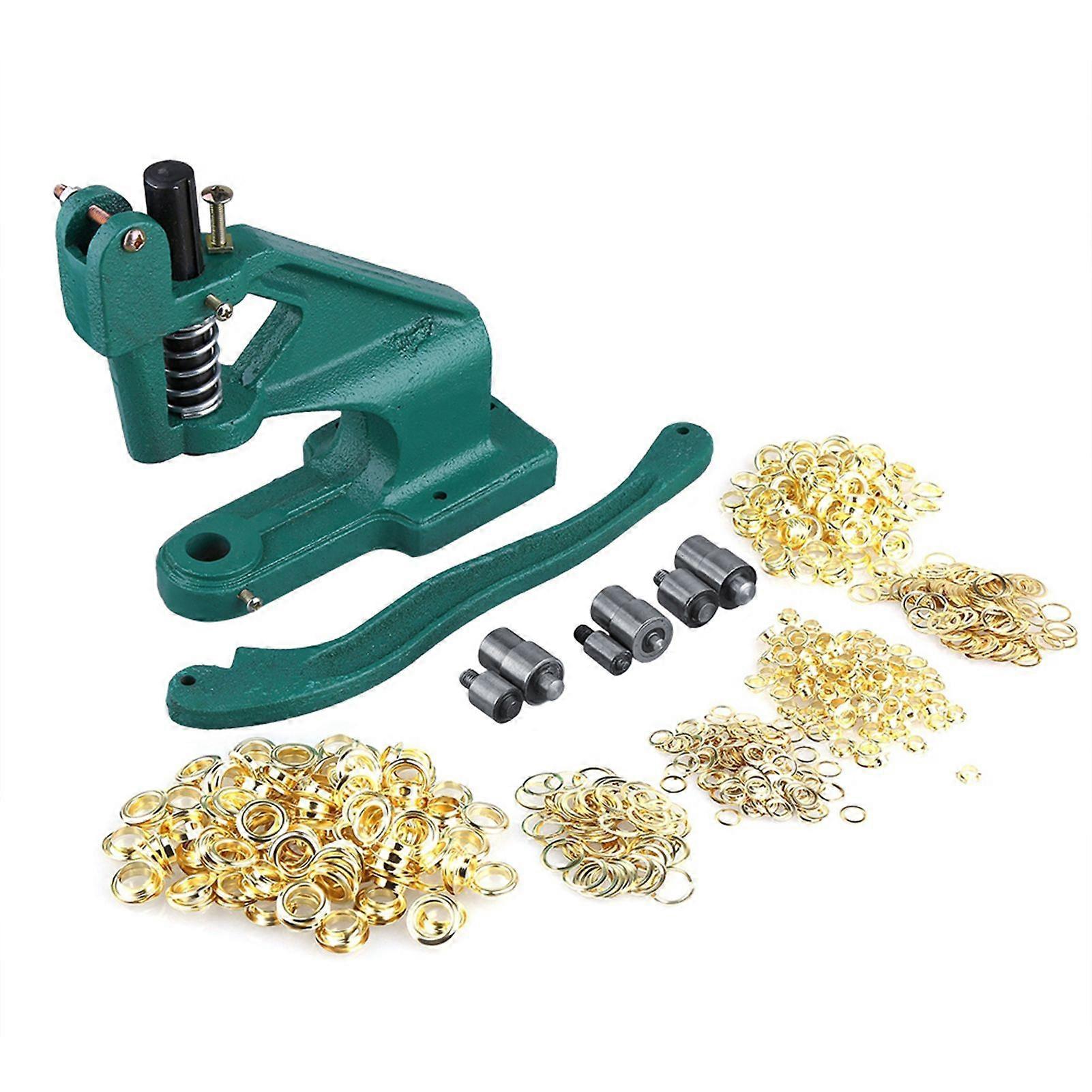 Eyelet machine, professional eyelet pliers with 3 stamp set and 900 eyelets, 6 mm /10 mm/12mm