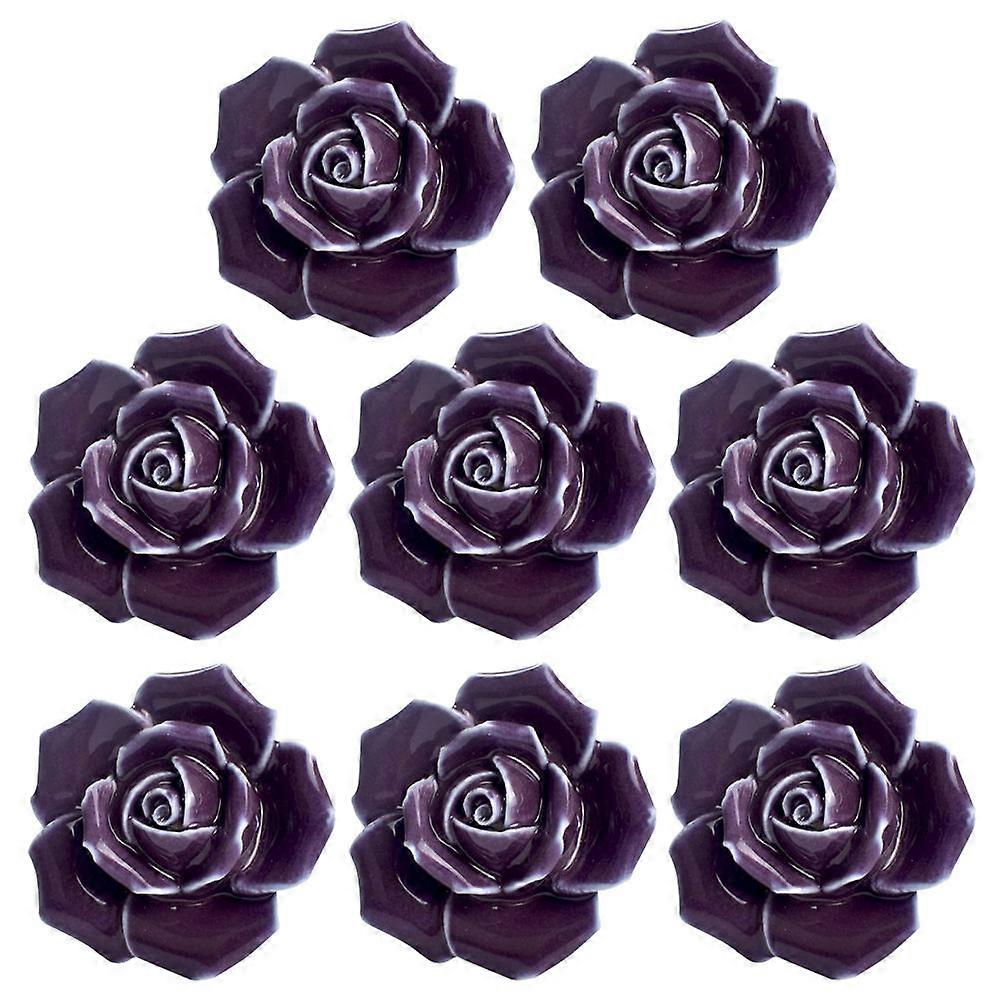 Ceramic Drawer Knobs Rose Cabinet Knob for Drawer Using 8Pcs in Purple