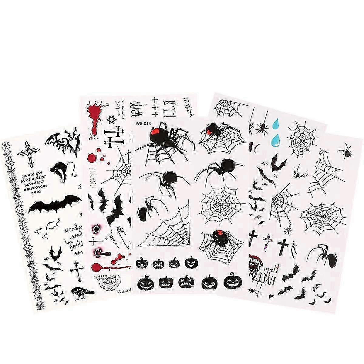 Funny Prank Stickers 5 Sheets Waterproof Halloween Scar Sticker for Adults Party Decoration Black Easy to Apply and Remove