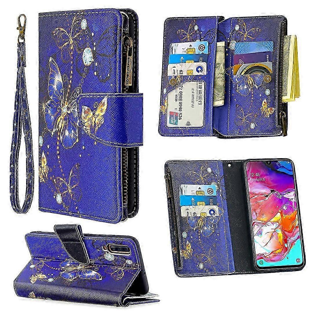 For Samsung Galaxy A70 Colored Drawing Pattern Zipper Horizontal Flip Leather Case with Holder & Card Slots & Wallet