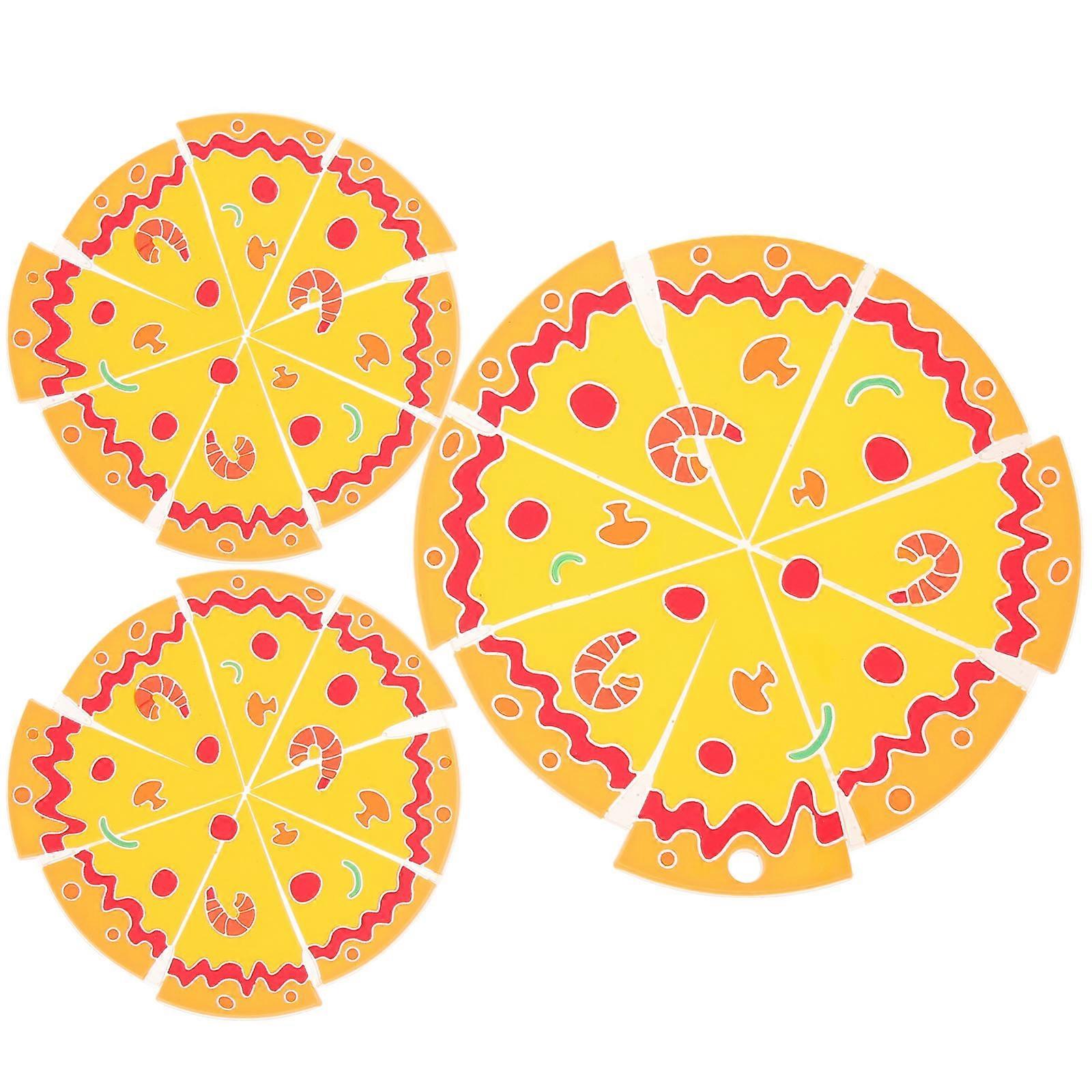 Decorative Coasters For Table 3Pcs Pizza Shaped Cup Coasters Assorted Color Heat Insulation Household Users