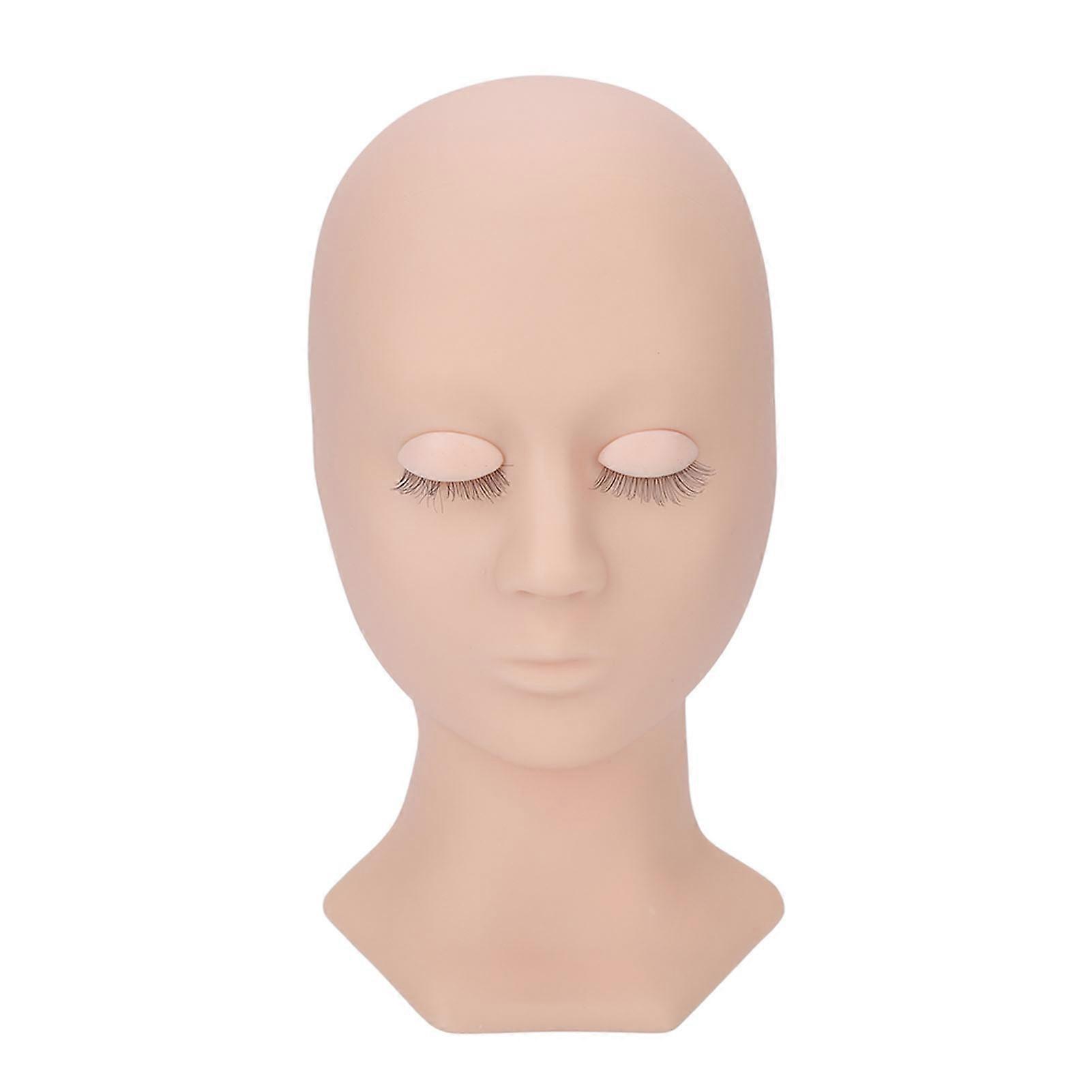 Tête de mannequin pour cils, haute simulation, élastique, lavable, en silicone souple, pour pratique du maquillage, paupière simple, rose