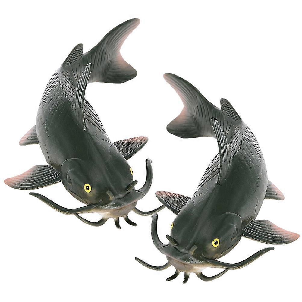 Fake Fish Toy Imitated Catfish Ornament for Decoration 2Pcs PVC Plastic
