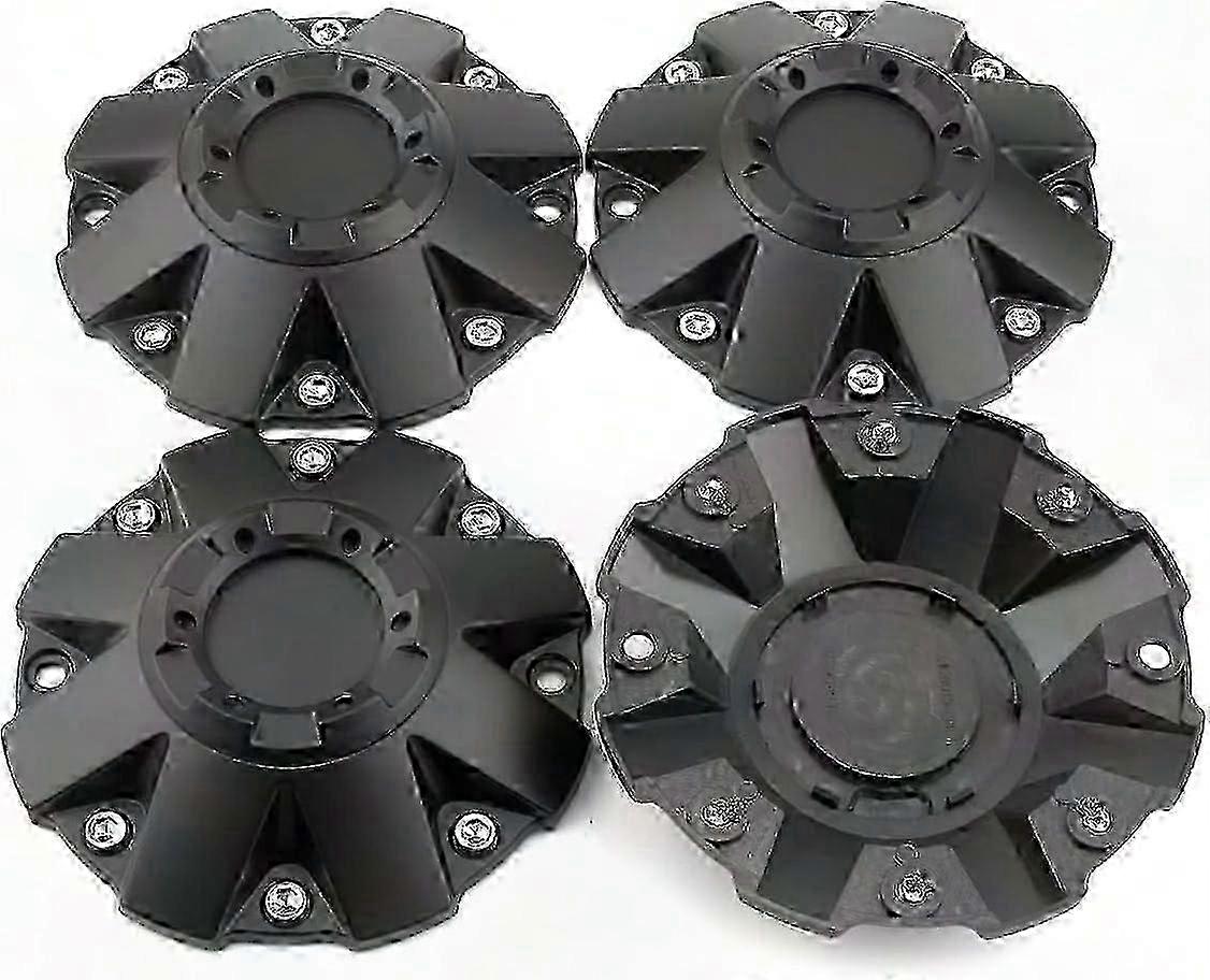 Black 7.09" Wheel Center Hubcaps Replacement, 4-Pack for Universal Fitment