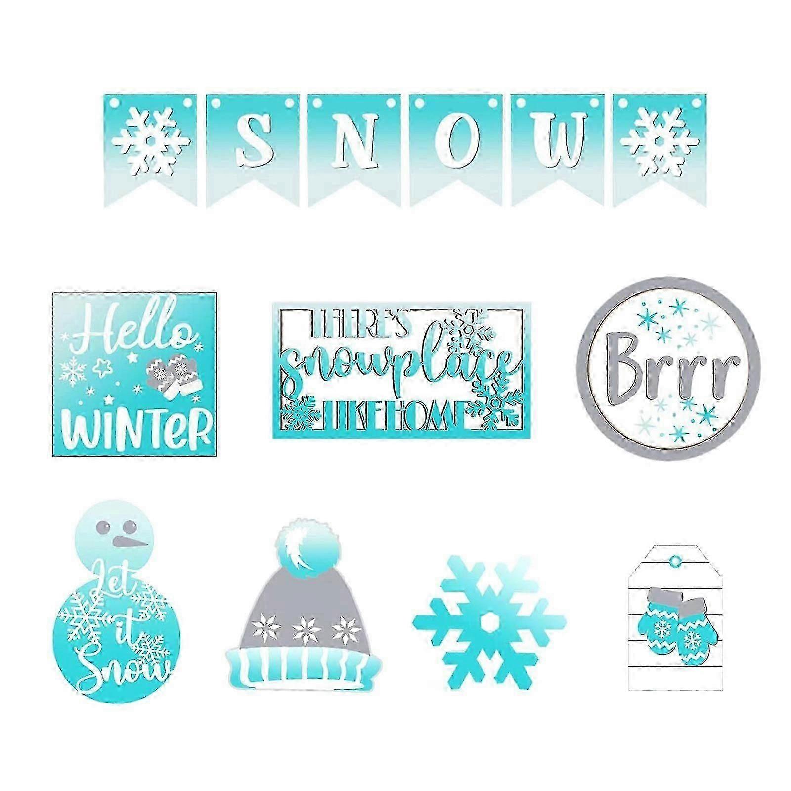 1Set Farmhouse Style Christmas Tabletop Decor Assorted Sign Set for Festive