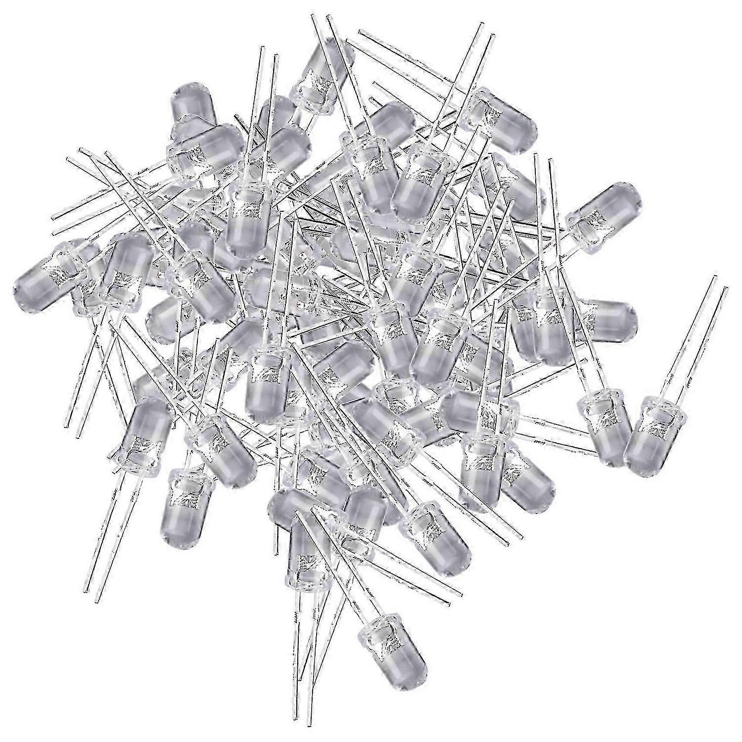 Chanzon Lot de 100 diodes LED blanc chaud de 5 mm (transparentes, rondes et transparentes, 3 000 K, DC 3 V, 20 mA) pour éclairage super lumineux, composants électroniques