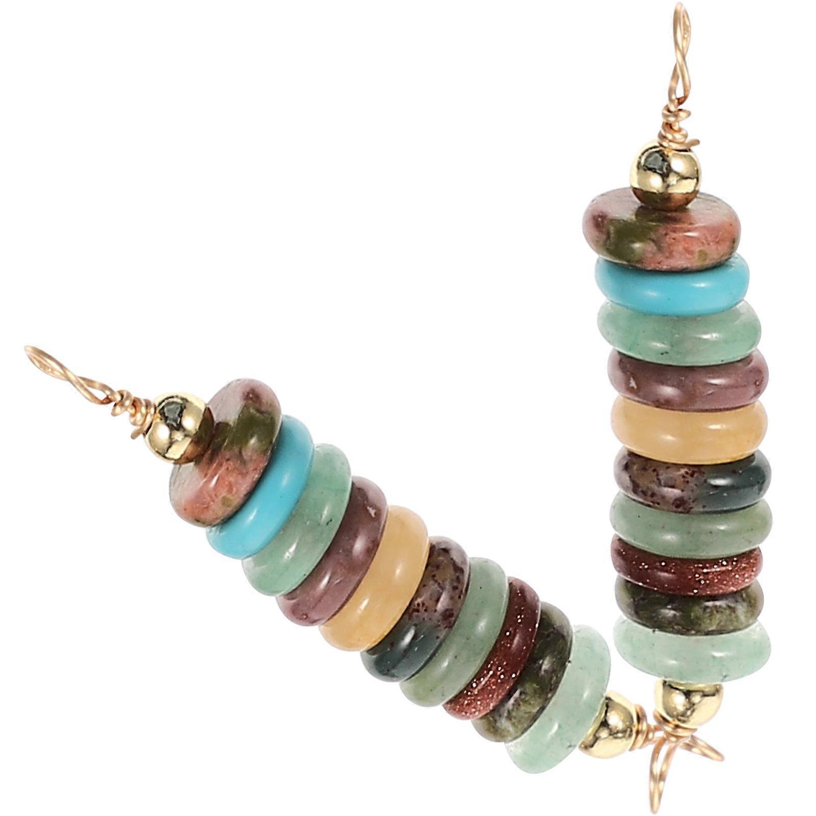 Retro Spacer Beads Strings 2Pcs Multi Colored Natural Stone Ideal For Bracelets And Necklace Craft Projects