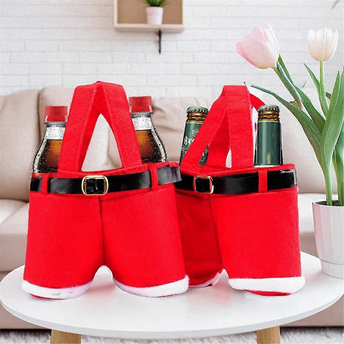 6PCS Christmas Candy Bag Santa Pants Gift for Wedding