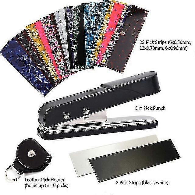 Guitar Pick Punch With Internal Strong Amp; Elastic Spring Include Leather Pick Holder 27 Pick Strips Diy Pick Maker Gift 2 Types Mimenor