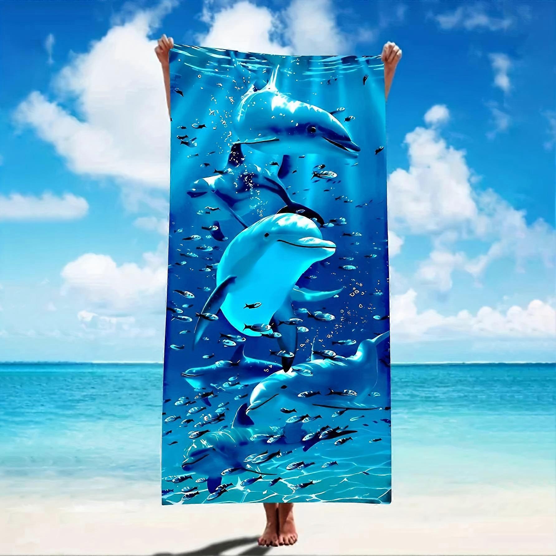 Extra Large Beach Towel - Quick-drying, super absorbent towel for men and women with vibrant dolphin and fish designs