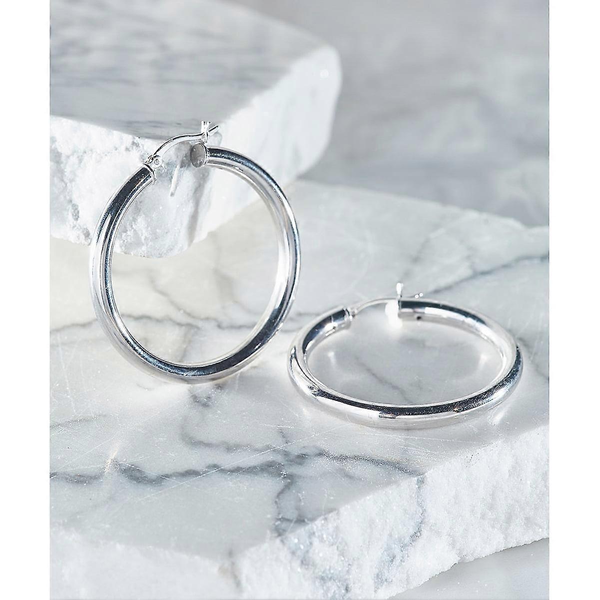 25mm Solid Sterling Silver Classic French Lock Hoops