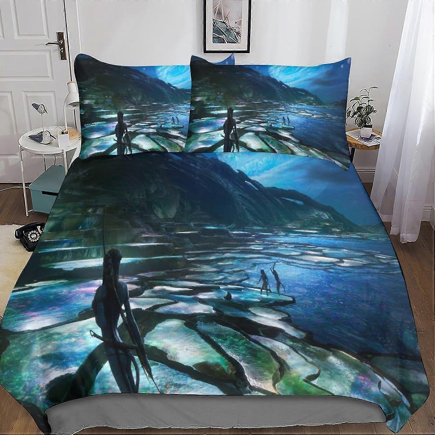 a62 Avatar Crib Set, Sports Mattress Protector, 3D Science Fiction Film Design, Microfibre, 3 Piece Set with Zip And 2 Pillowcases, . j62