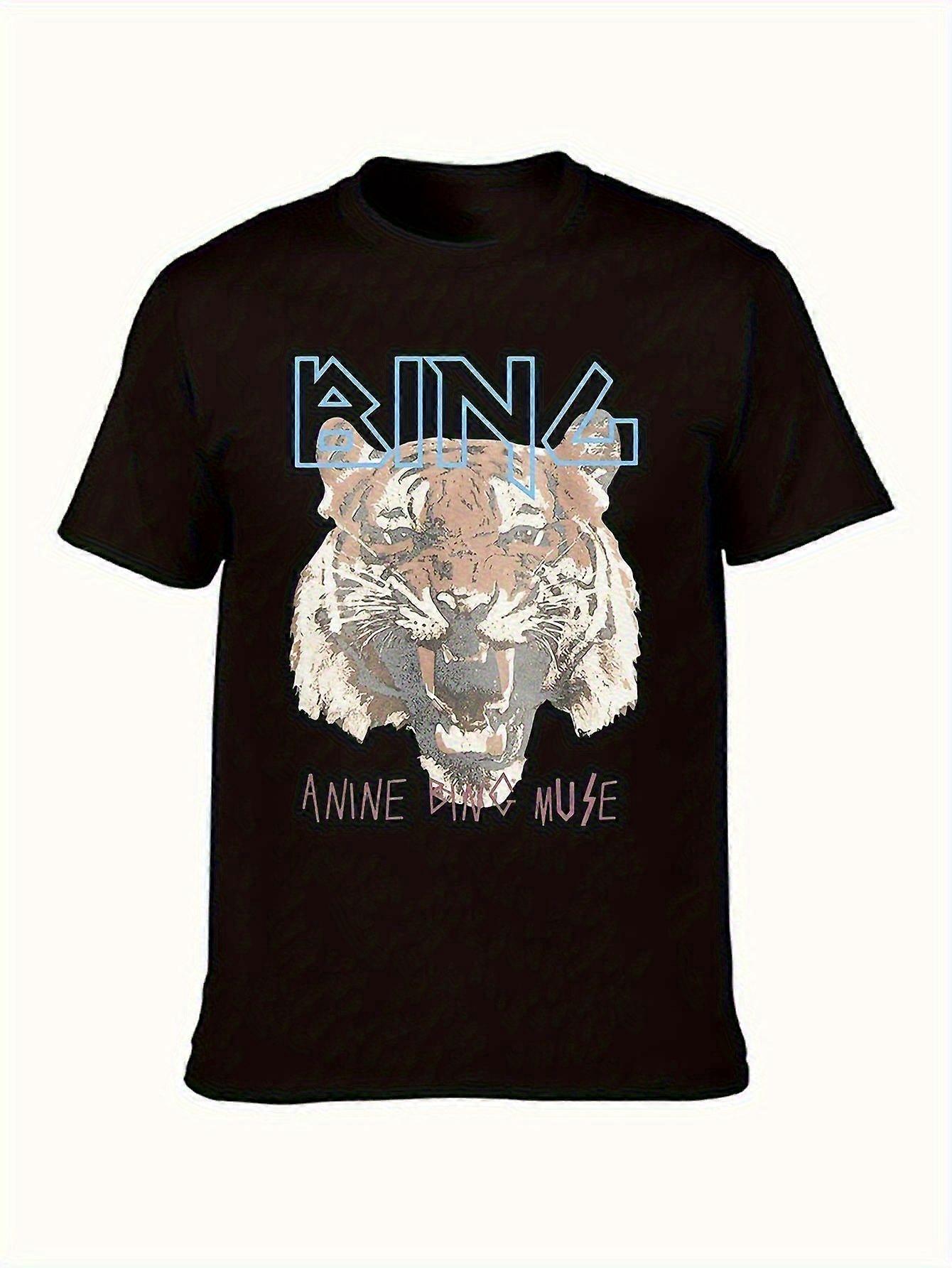 Women'S Anine Bing Tiger Muse Graphic T-Shirt - Bold KING Text & Tiger Head Design, Black Round Neck Casual Tee, Regular Fit Machi-KADGJ230