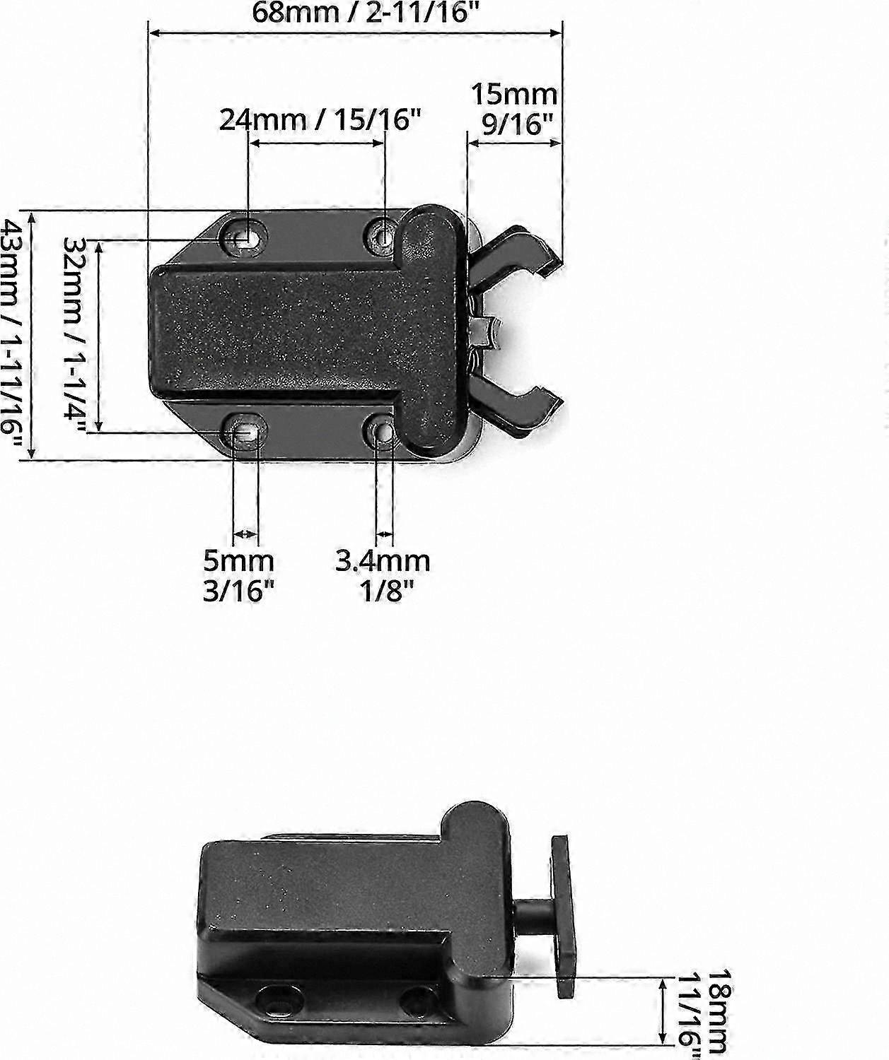 Push to Open Cabinet Latch, Automatic Pop-up Lock for Cupboard Drawer, Touch Release Catch (5pcs, Black)