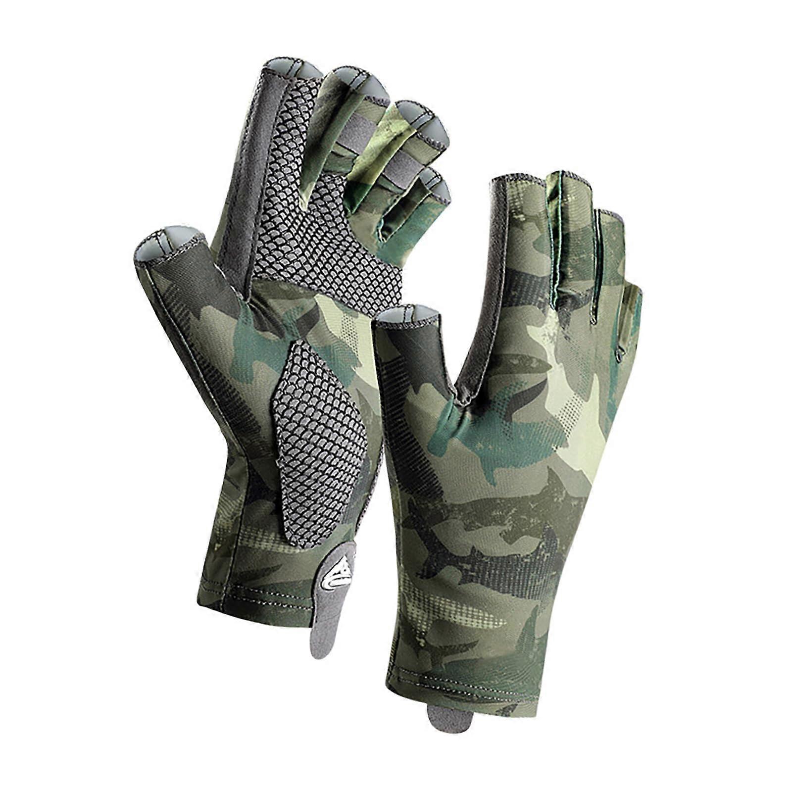 Wearable Antislip Gloves Fingerless Fishing and Cycling Protector Breathable Model A XL