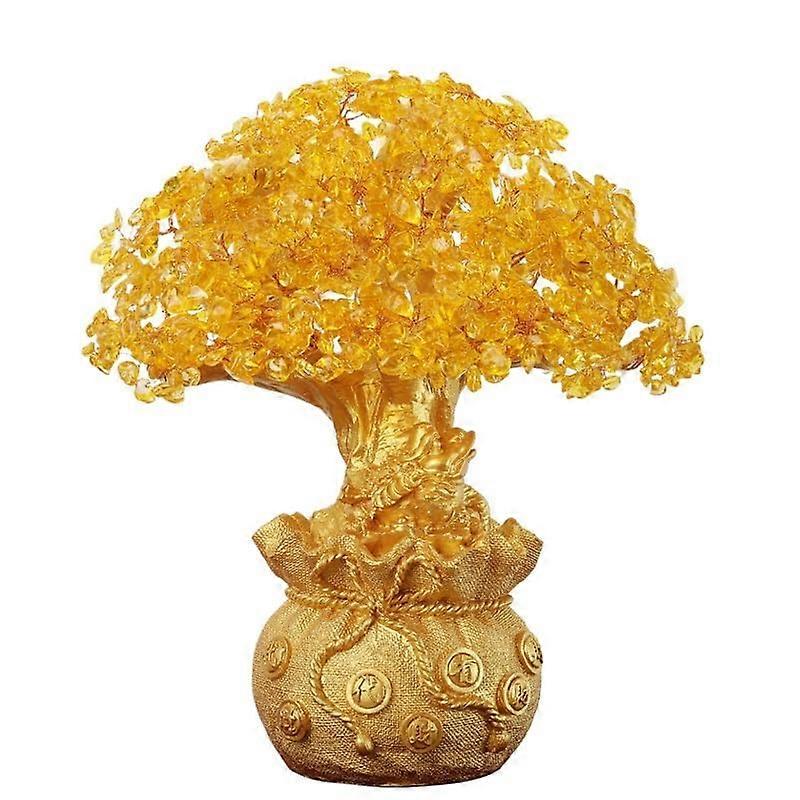 Resin Citrine Feng Shui Money Tree Gold Color Large Size Home Decoration Ornament
