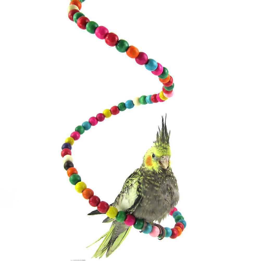 Toy for Parrot Wood Beads Ladder for Chewing Multicolor Swing