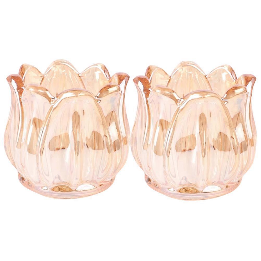 Glass Flower Candle Holders for Table Ornaments 4Pcs Chocolate