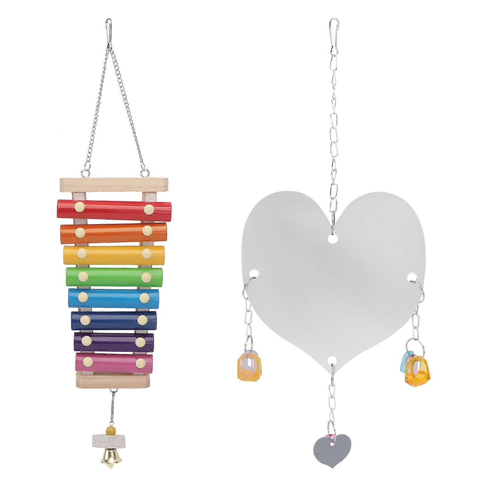 Bird Mirror Toy for Parrots with Hanging Function 4Pcs Pack