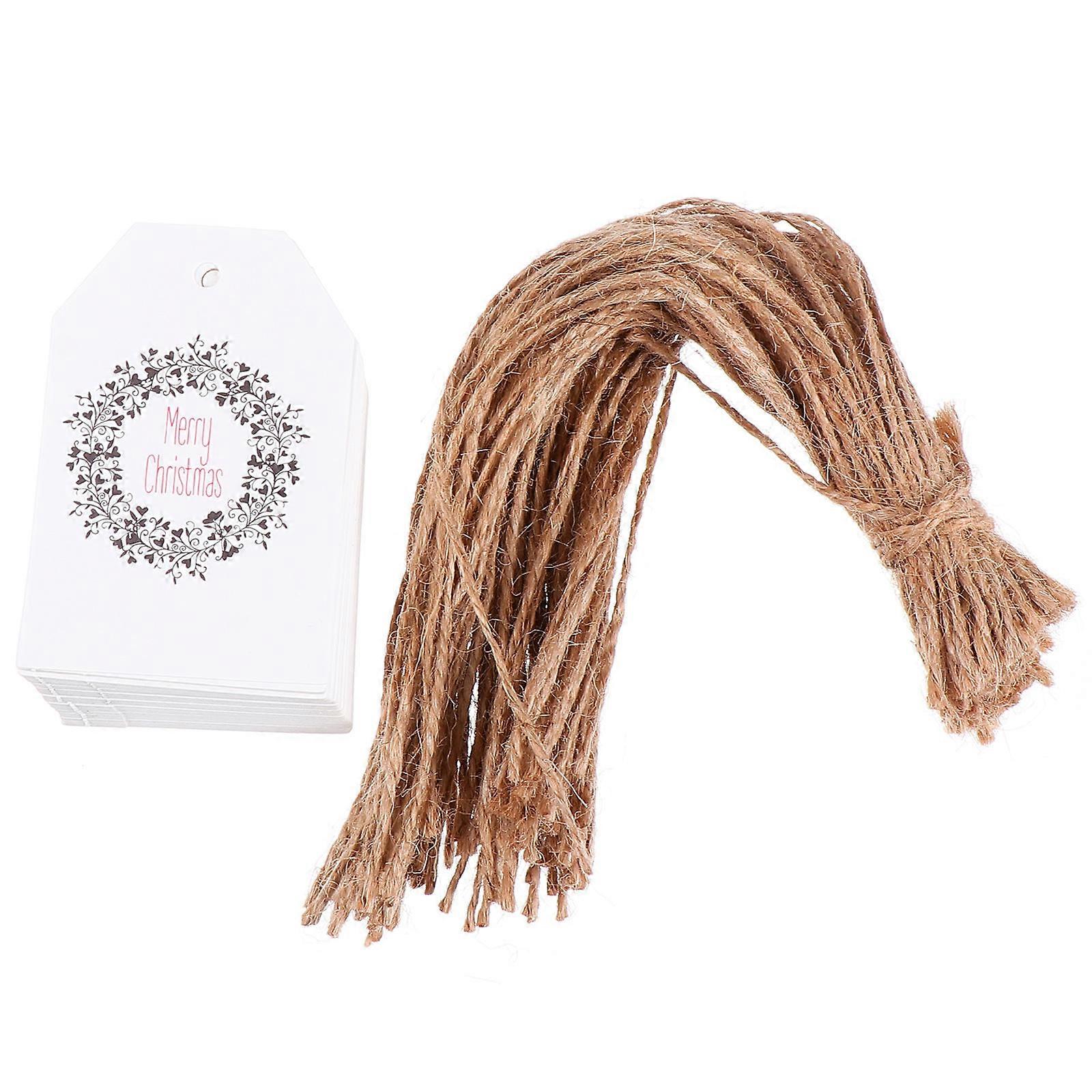 Xmas Paper Tags With Ropes 200 Sets Rectangular Gift Tags For Packaging And Celebration 6.8X4.5X0.2CM Retro Design