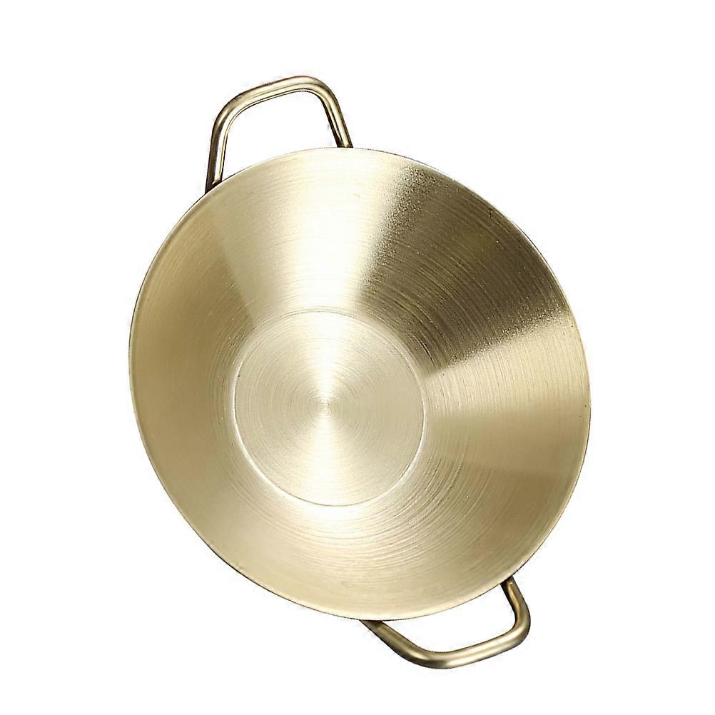 Stainless Steel Relish Plate Round with Handle Golden Korean Style for Table Decoration 1Pack