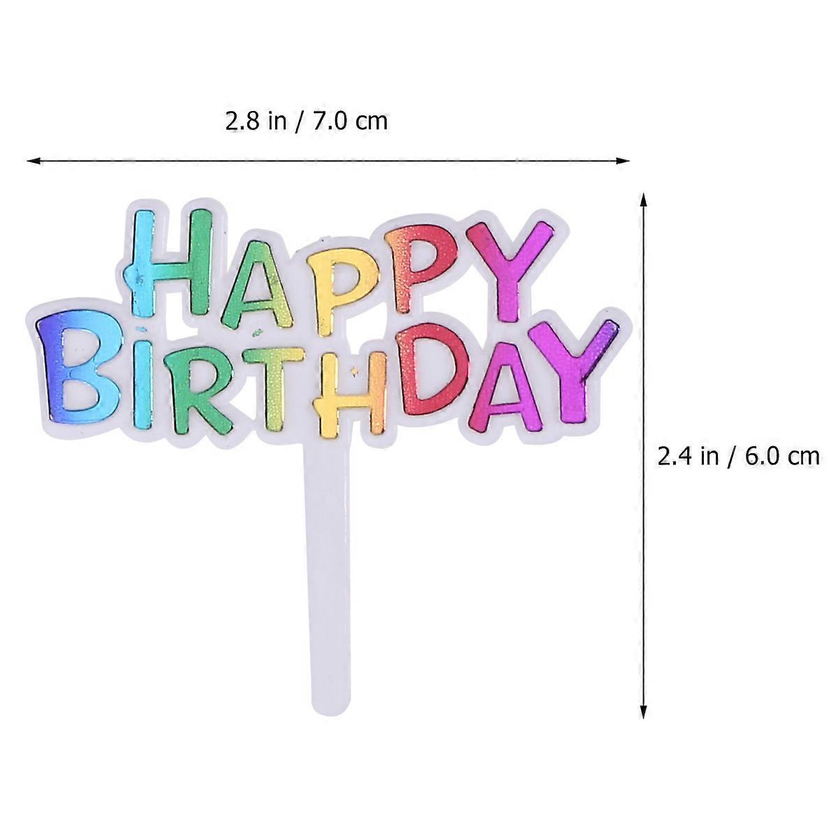 Decorations Plastic Happy Birthday Cake Insert Card for 100Pcs