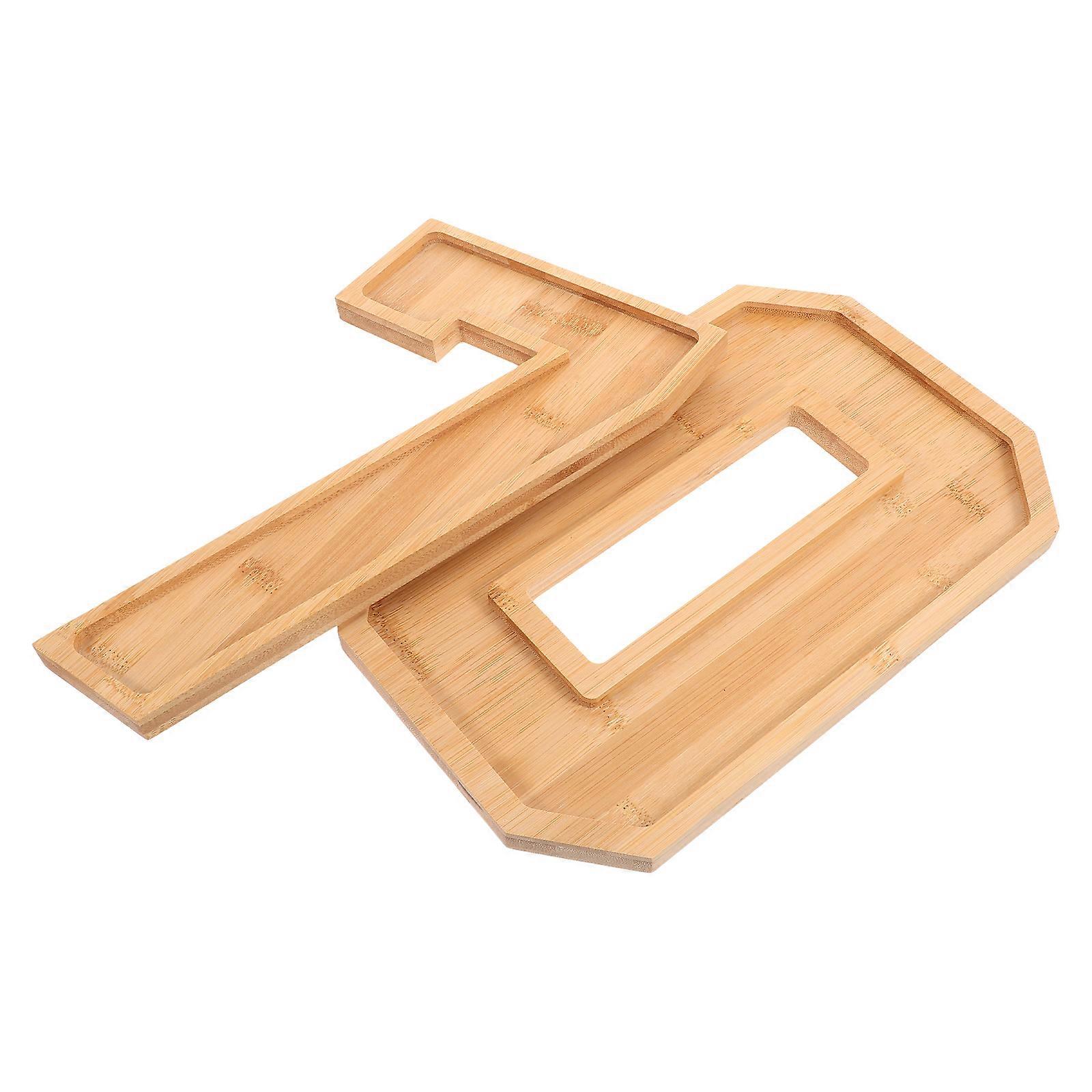 Wooden Number Charcuterie Tray For Snack Food Candy Cake Cookies Multi-Function Dessert Tray 2Set
