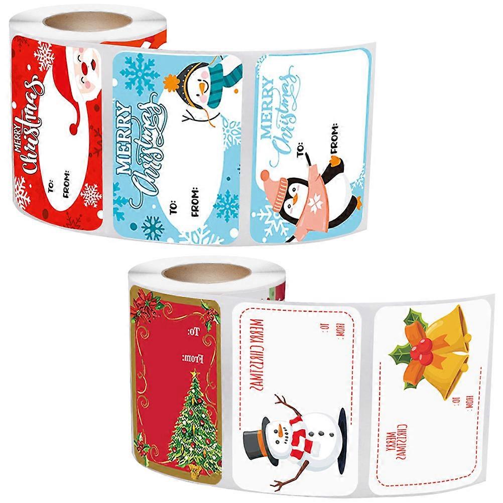 Adhesive Christmas Stickers For Greeting And Boxes 10 Rolls Rectangular Multi Decorative Labels