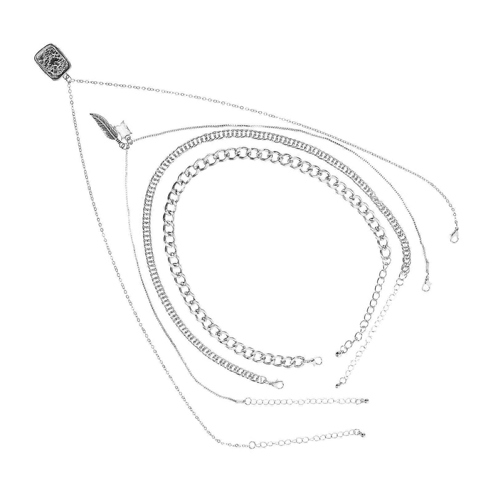 Titanium Steel Angel Wing Necklace for Decoration Silver Multi-Layer