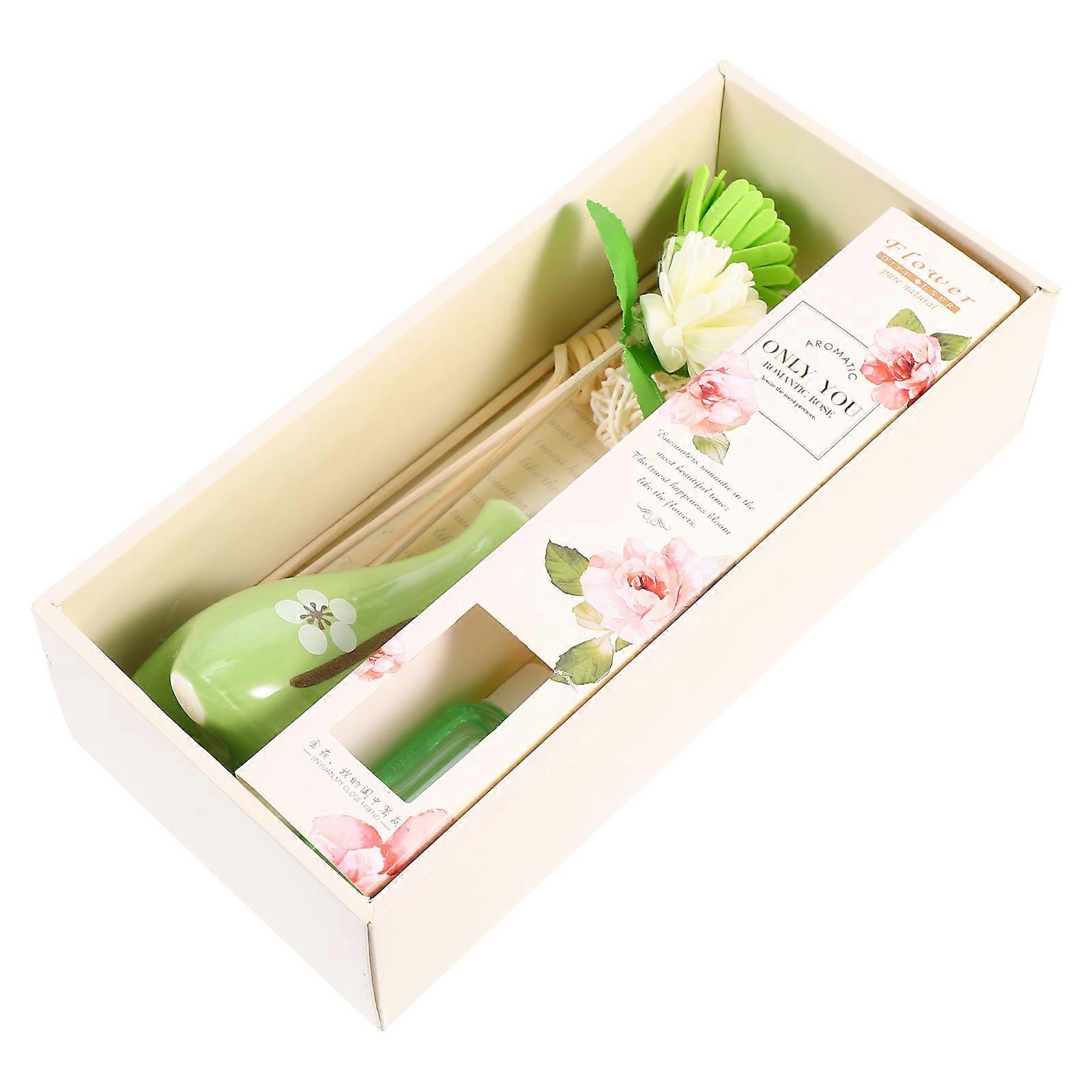 Ceramic Bottle Aromatherapy Set for Home Decor with 2Sets Green Diffuser