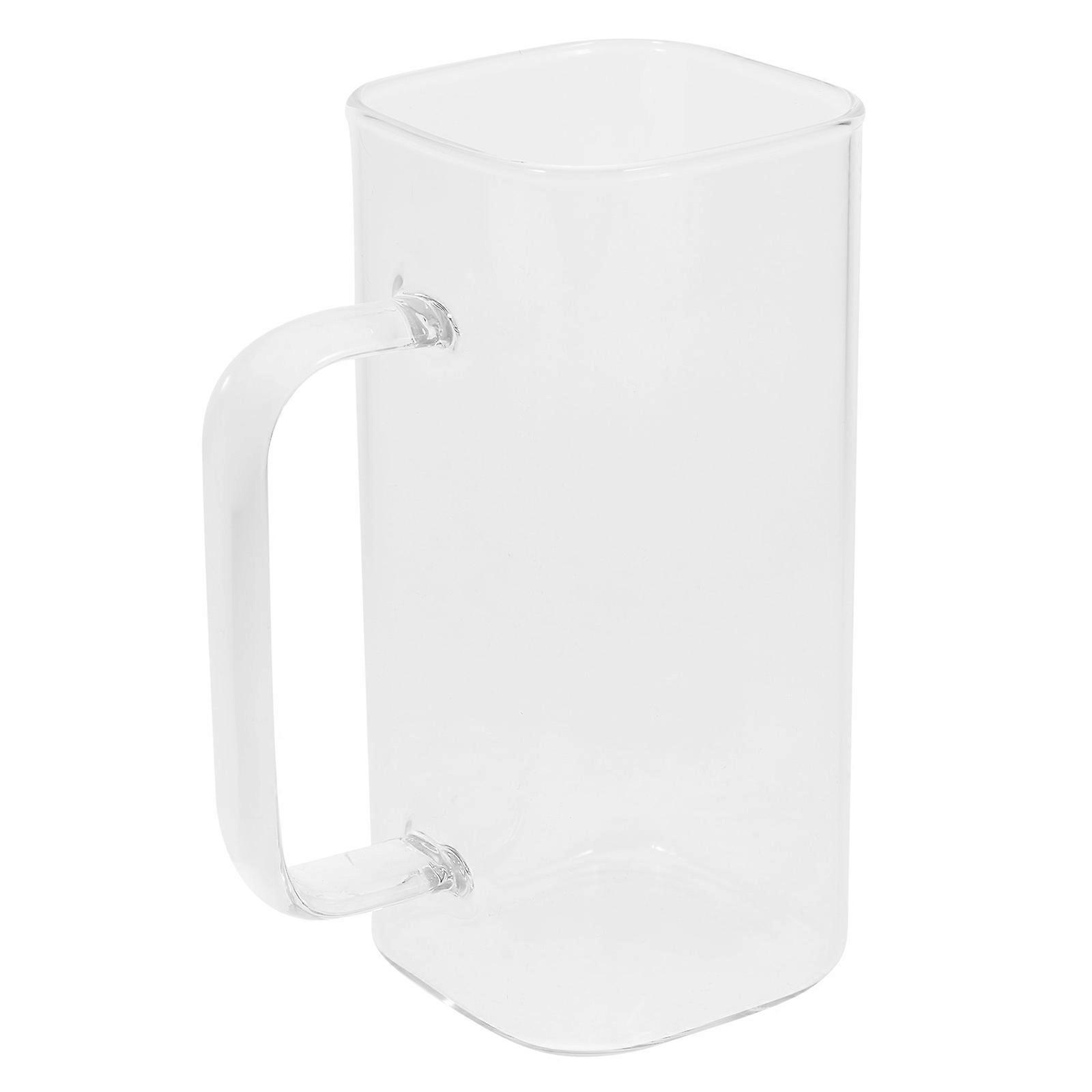 Clear Glass Cup Handled Beverage Cup for Storage 5Pcs Drinking Glass