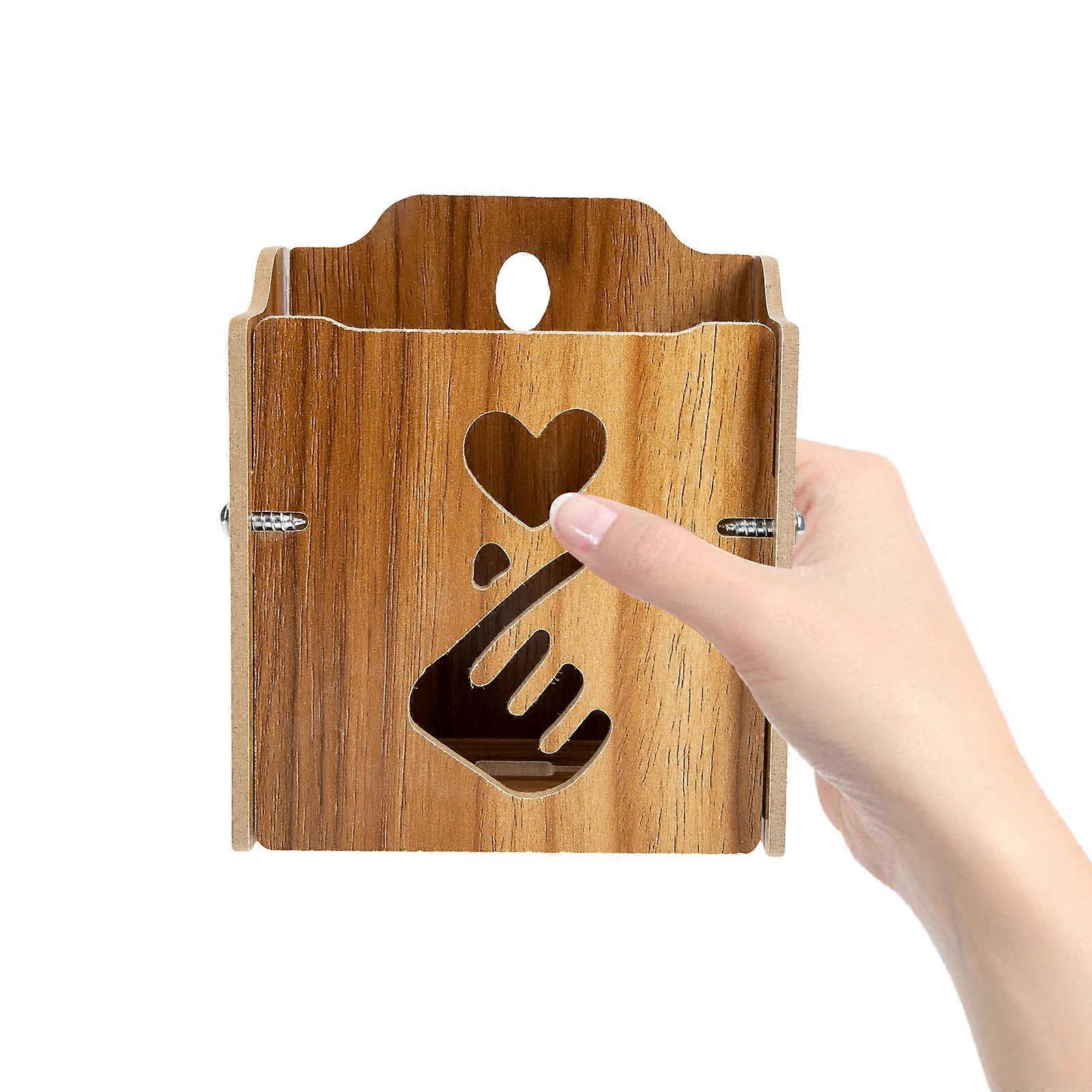 Wall Phone Holder Remote Controller Storage Holder for 4Pcs Wooden Organizer