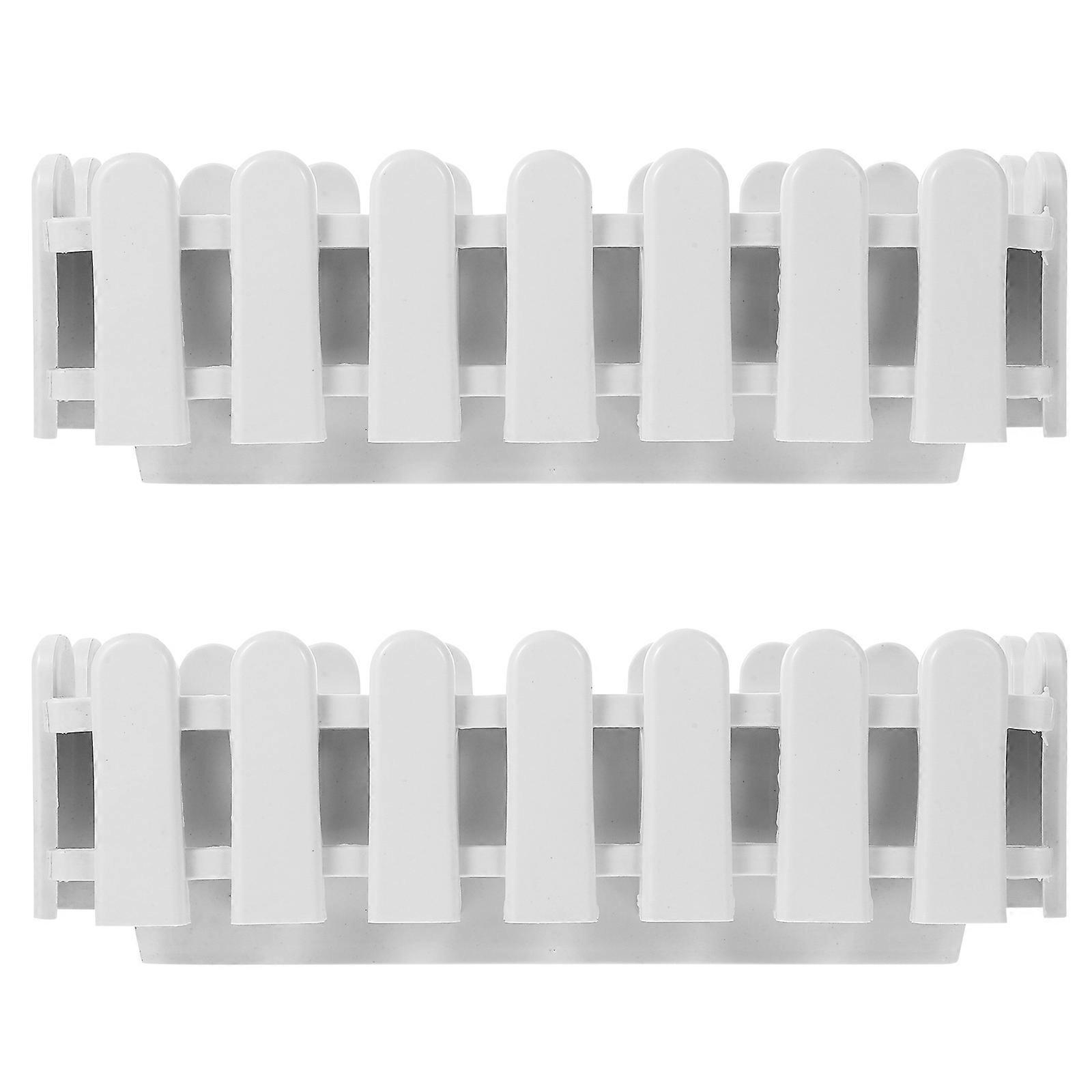 Plastic Planter Box for Gardening Use 6Pcs Rectangular Flowerpots White