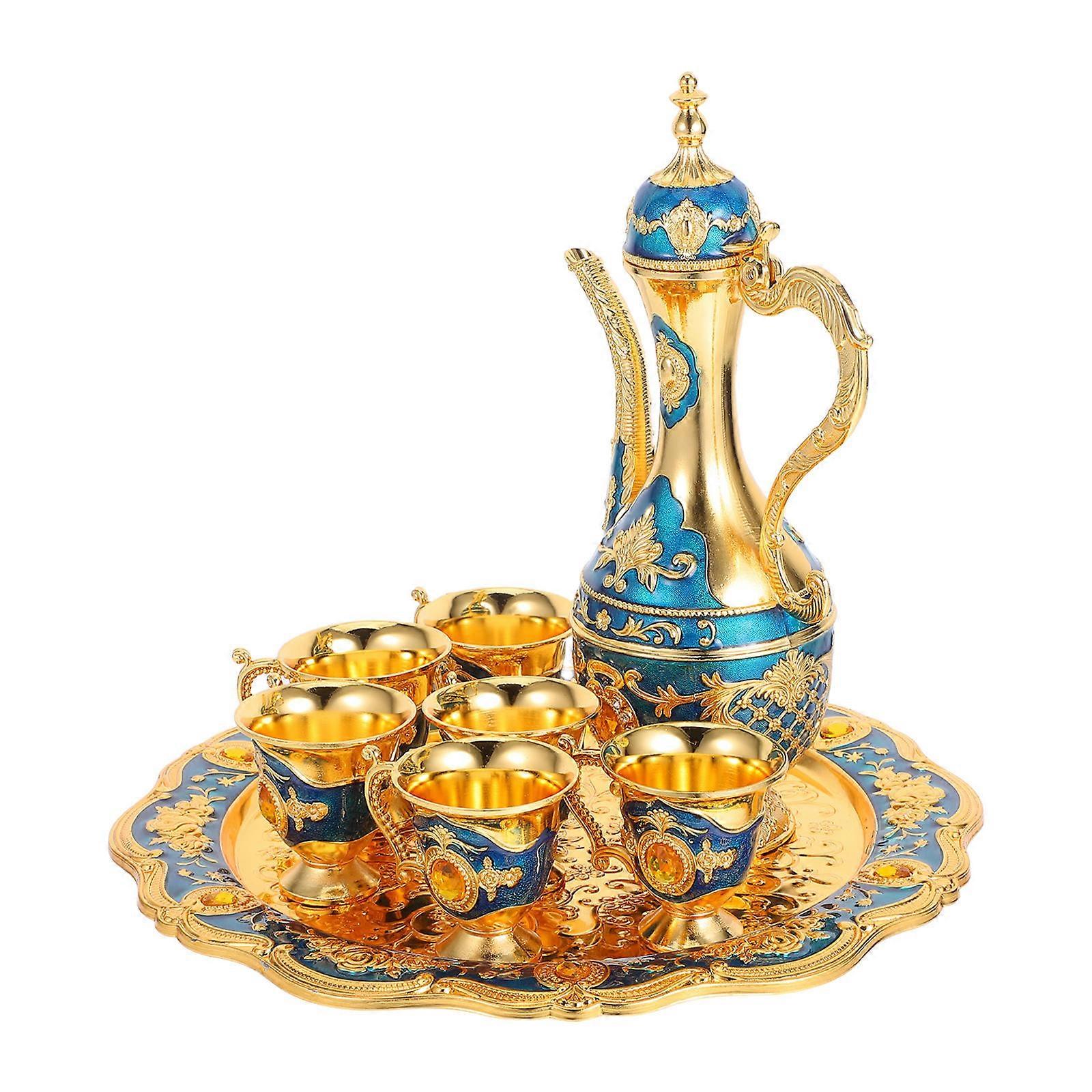 Antique Chalice Cup Coffee Pot Set for Home with 2Sets Decorative Goblet Cups