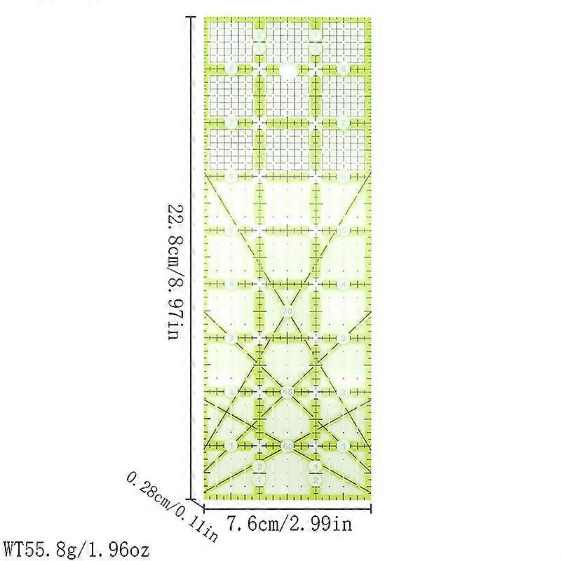 Acrylic patchwork ruler cutting ruler two-color large rectangular square ruler thick 3mm patchwork tool DIY tool 9-inch long ruler acrylic patchwork