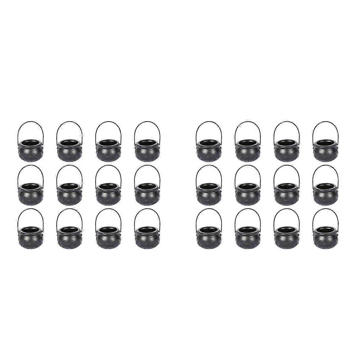 Halloween Witch Pot Plastic Mini Witch Cauldron Black Candy Holder