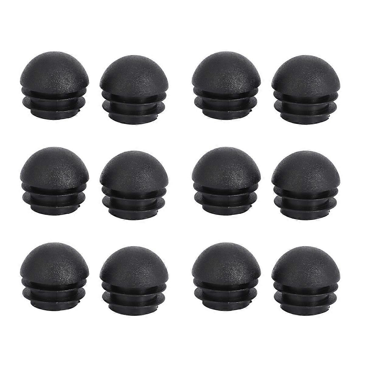 2 Pcs 25mm Dia Plastic Round Tube Inserts End Blanking Caps Black