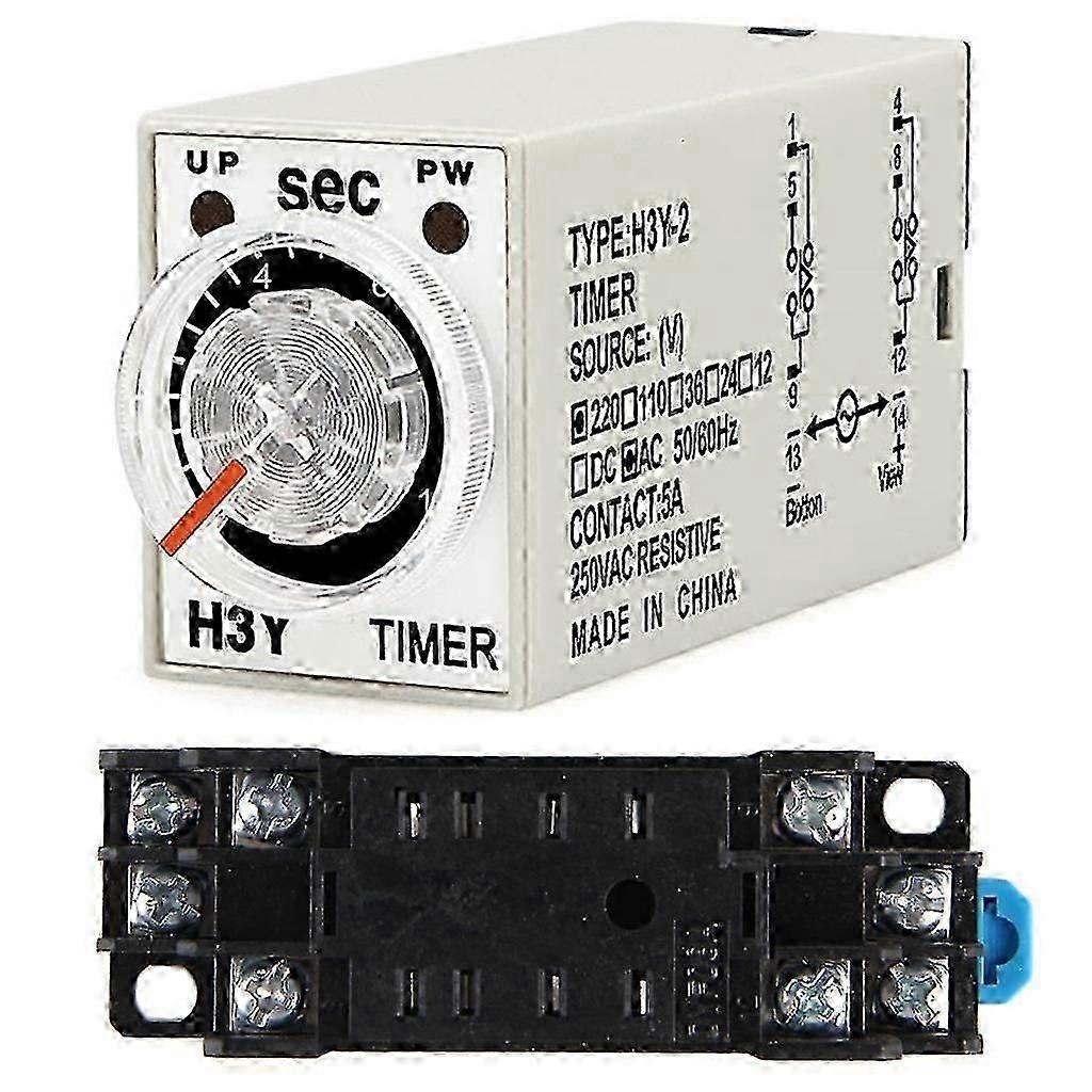 H3Y-2 H3Y Power Delay for Time Temporizador Relay 0-60 AC 220V With Base New