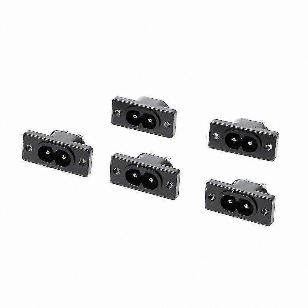 5-Pack C8 Power Inlet Sockets, 2-Terminal AC 250V 2.5A Connectors for Electrical Devices