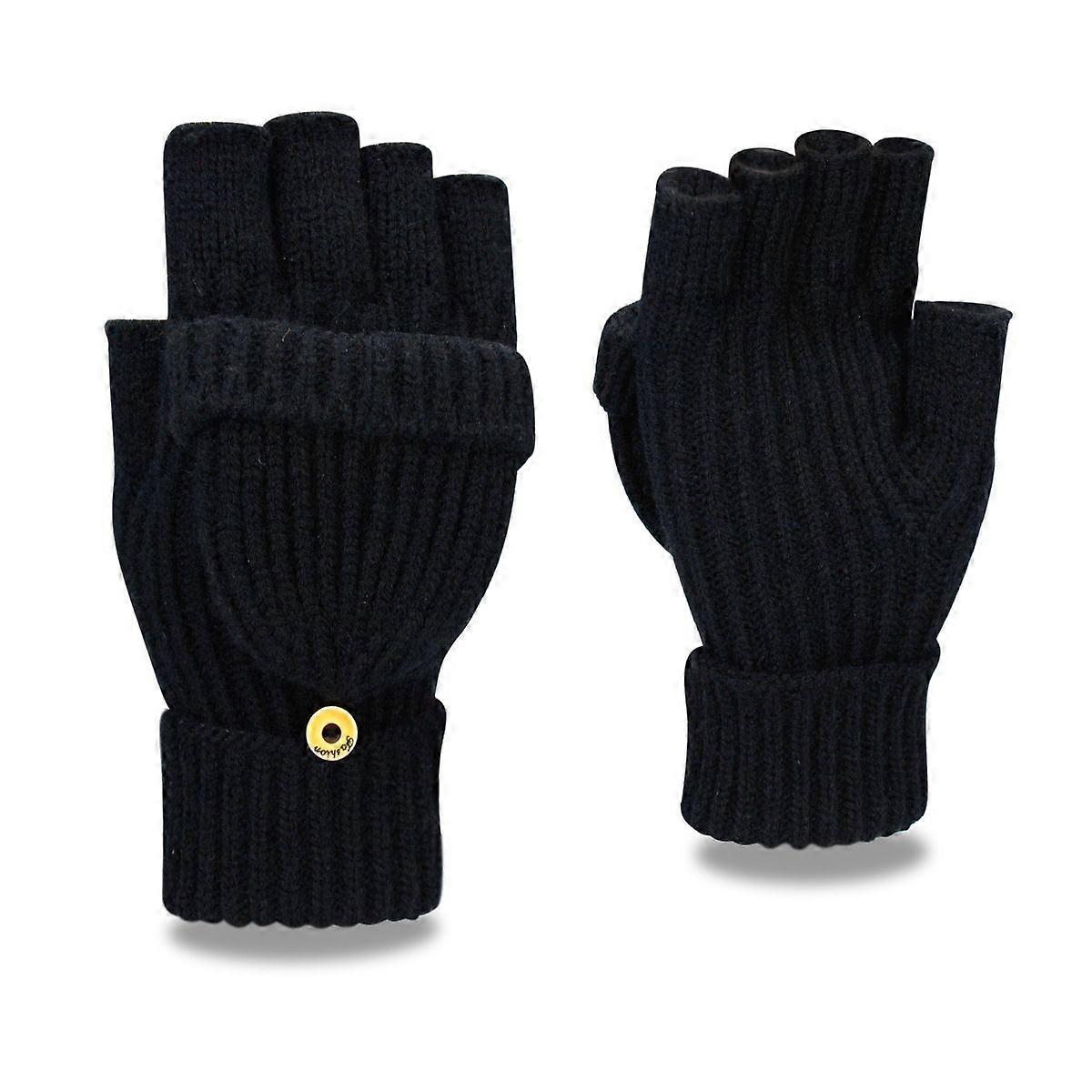 Winter Fingerless Gloves for Women Men Half & Full Glitter Knitted Mittens Thumb