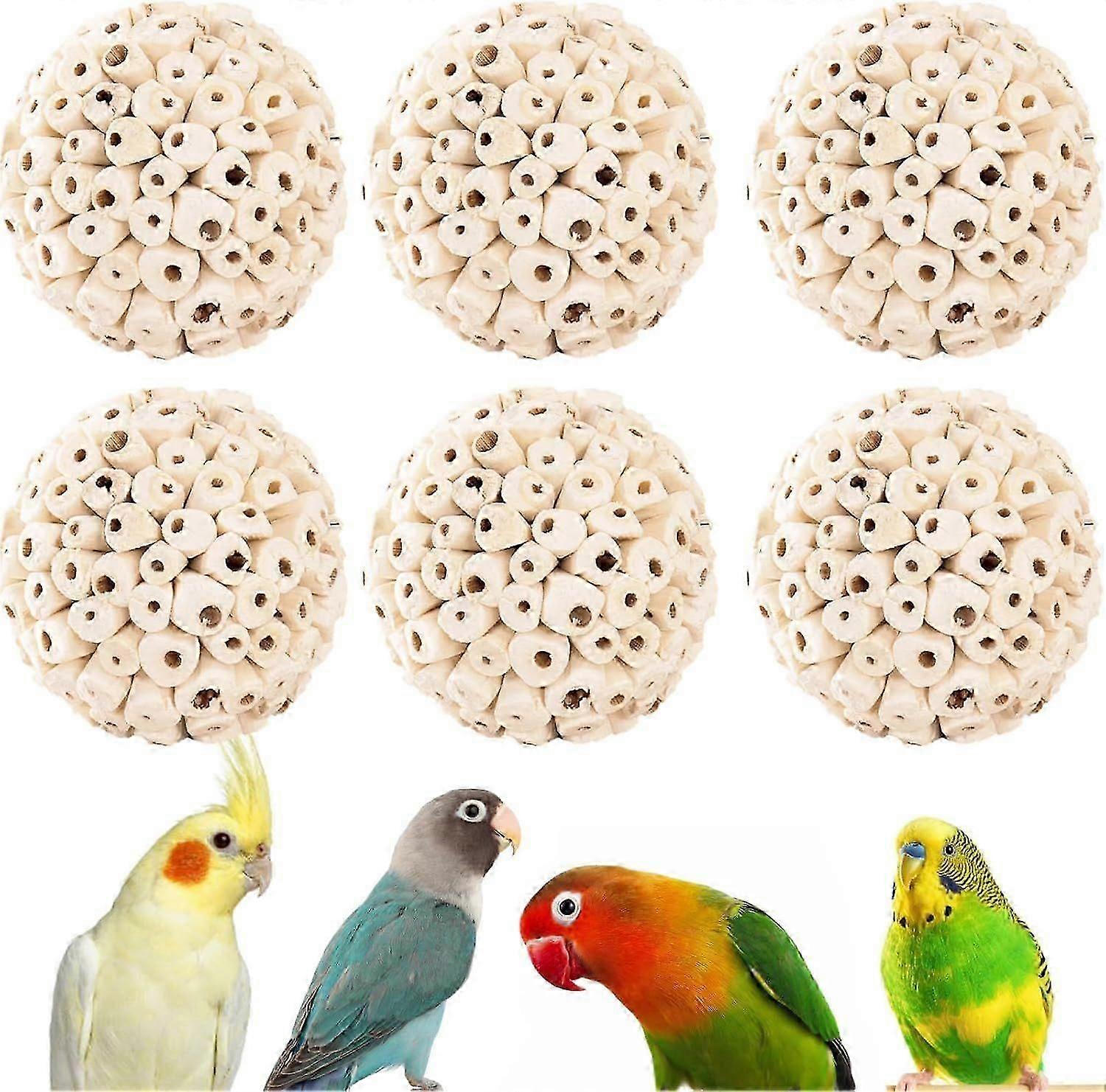 Bird Toys Sola Balls 2.36'' - 6, Bird Foraging Toy, Soft Sola Atta Ball, Parrot Chew Shred Toy for Sharpening Claws and Beaks for Parakeet Cockatie