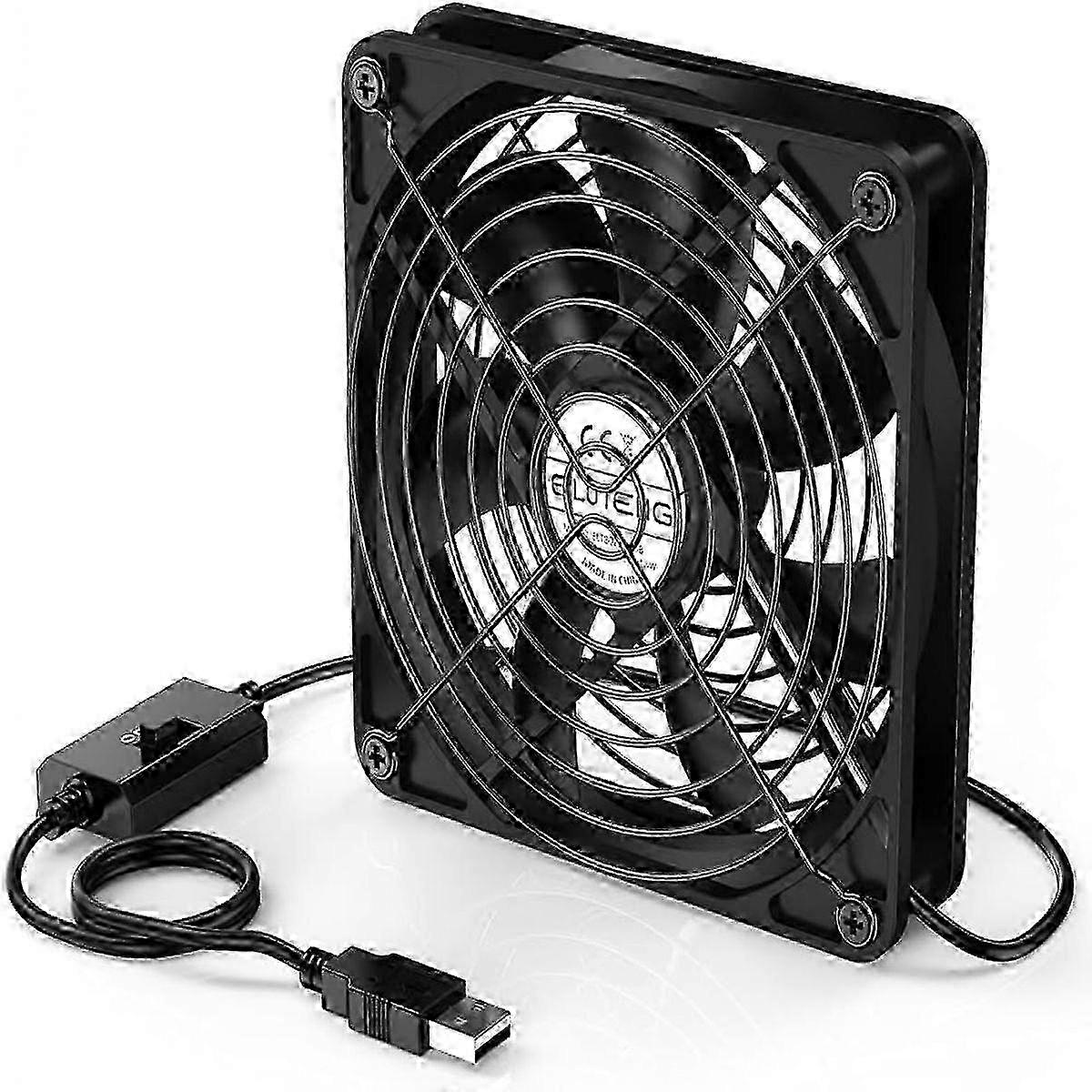 Silent 120mm USB Fan with Three Speed Settings for PC, TV Box, AV Cabinet & PS4