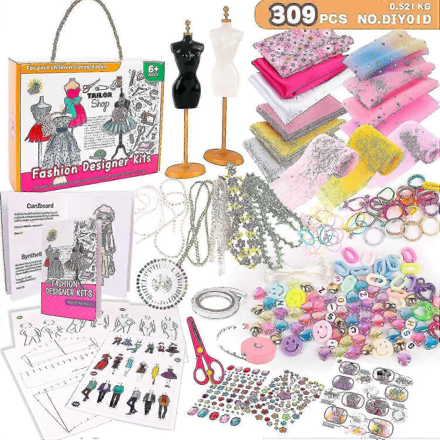 طقم تصميم الأزياء للفتيات - الإبداع DIY الفنون والحرف كيت كيت الخياطة للأطفال تعلم اللعب- يوجيا