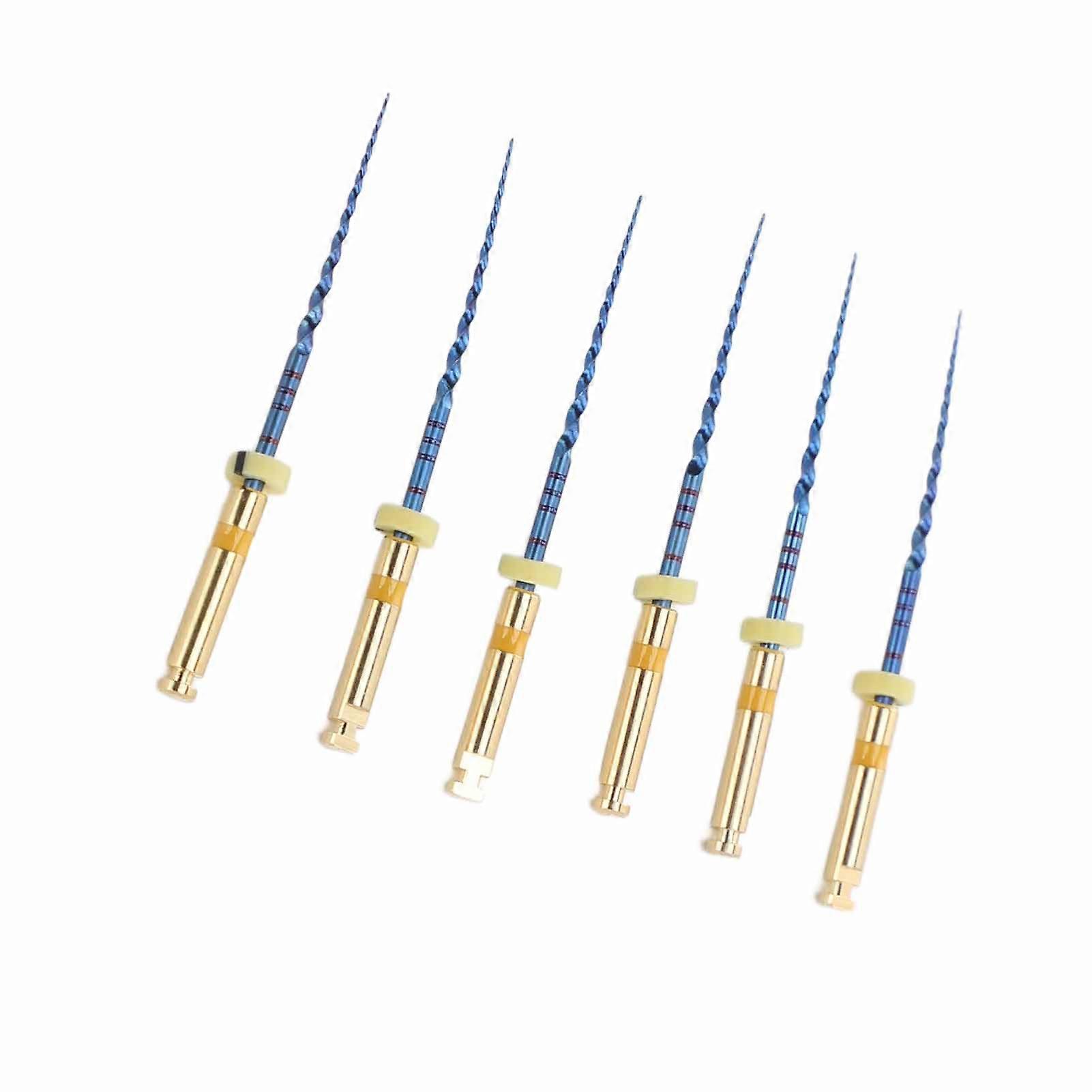 6pcs F1 Endodontic Canal Files Stretchy Metal Portable Rustproof Endodontic File Set Golden 0.98in 