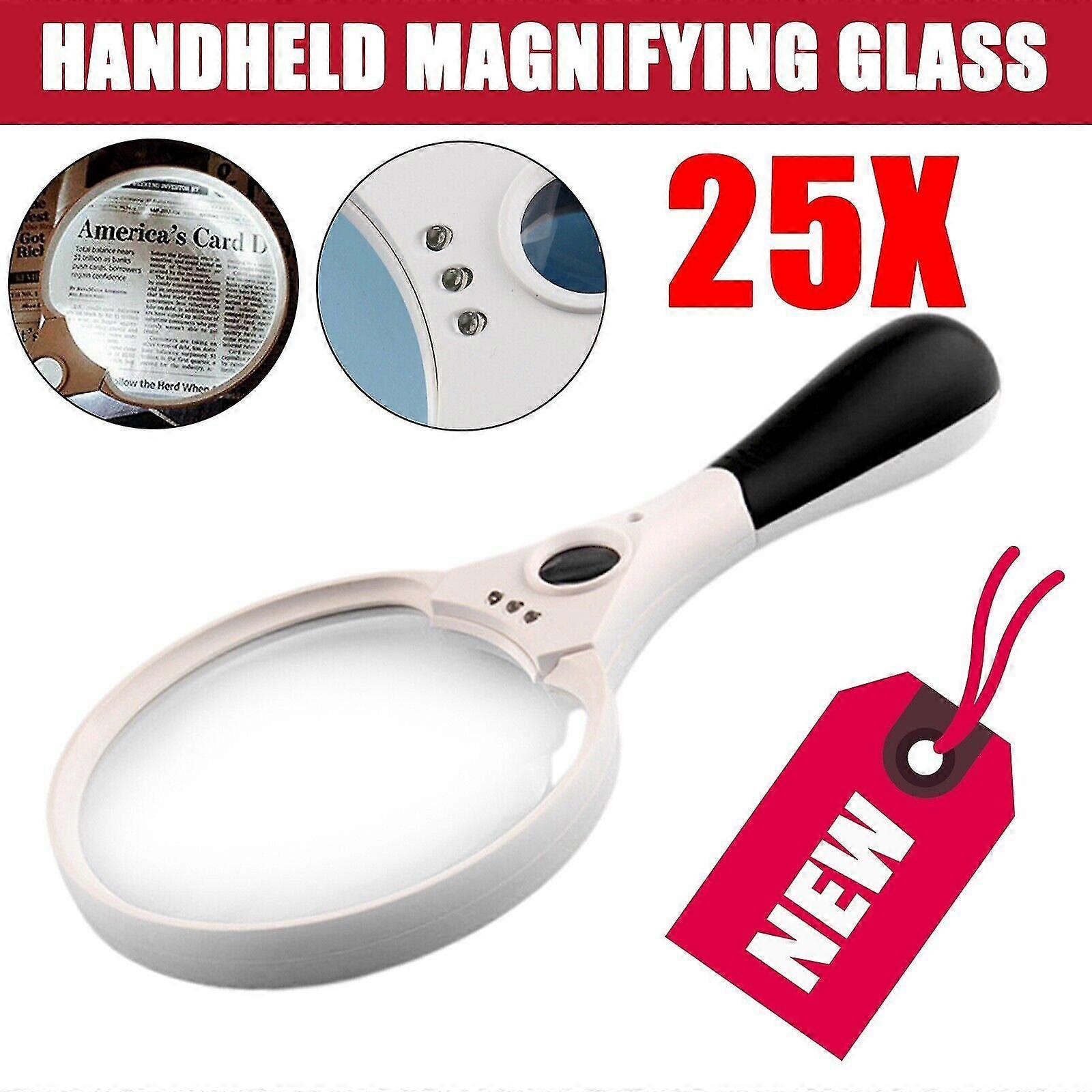 Extra Large Strong Magnifying Glass 3 Bright Led Zoom Lightweight Hand Held 25x