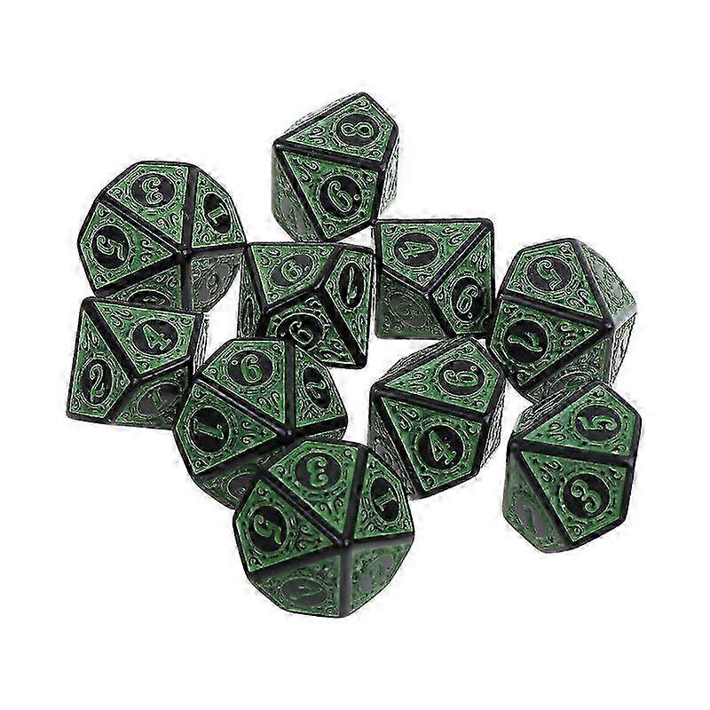 10Pcs Polyhedral 10-Die Carved Pattern Dice Set D10 Acrylic Games Dices Set
