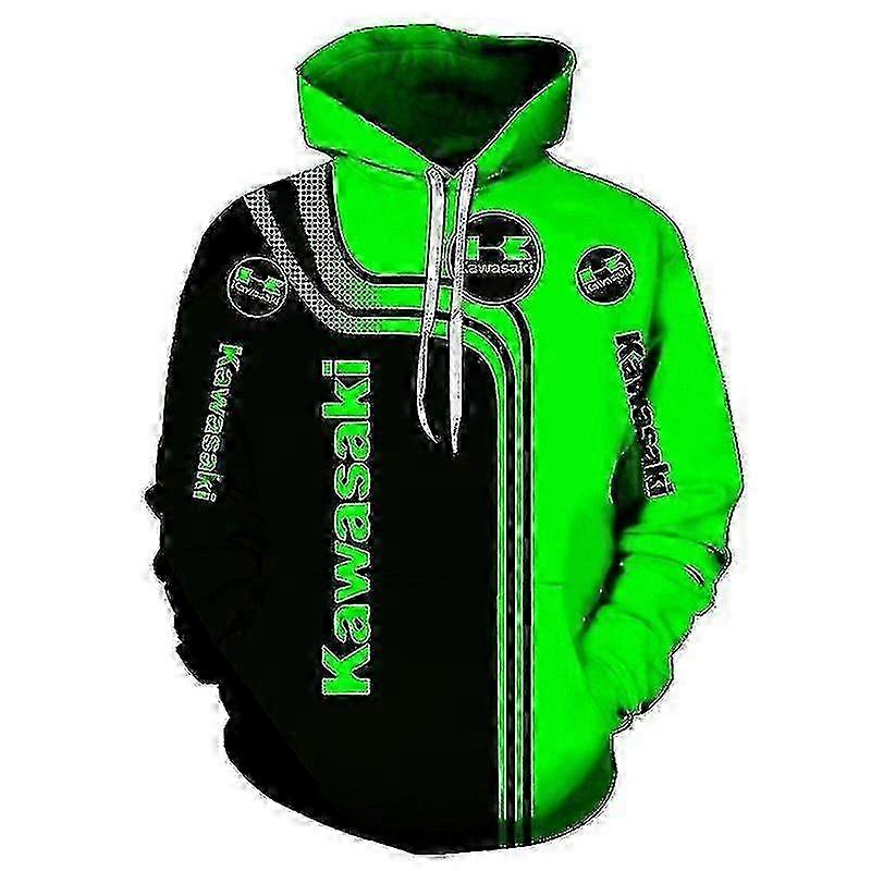 2022 Spring And Autumn New Kawasaki 3d Printer Digital Printing Zipper Hoodie Motorcycle Running Hoodie Men Ladies New