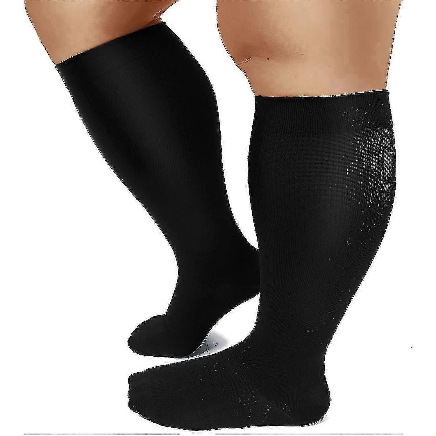 Extra Wide Calf Knee High Compression Stockings for Women and Men Size 20-30 Mmhg Plus Size Pair