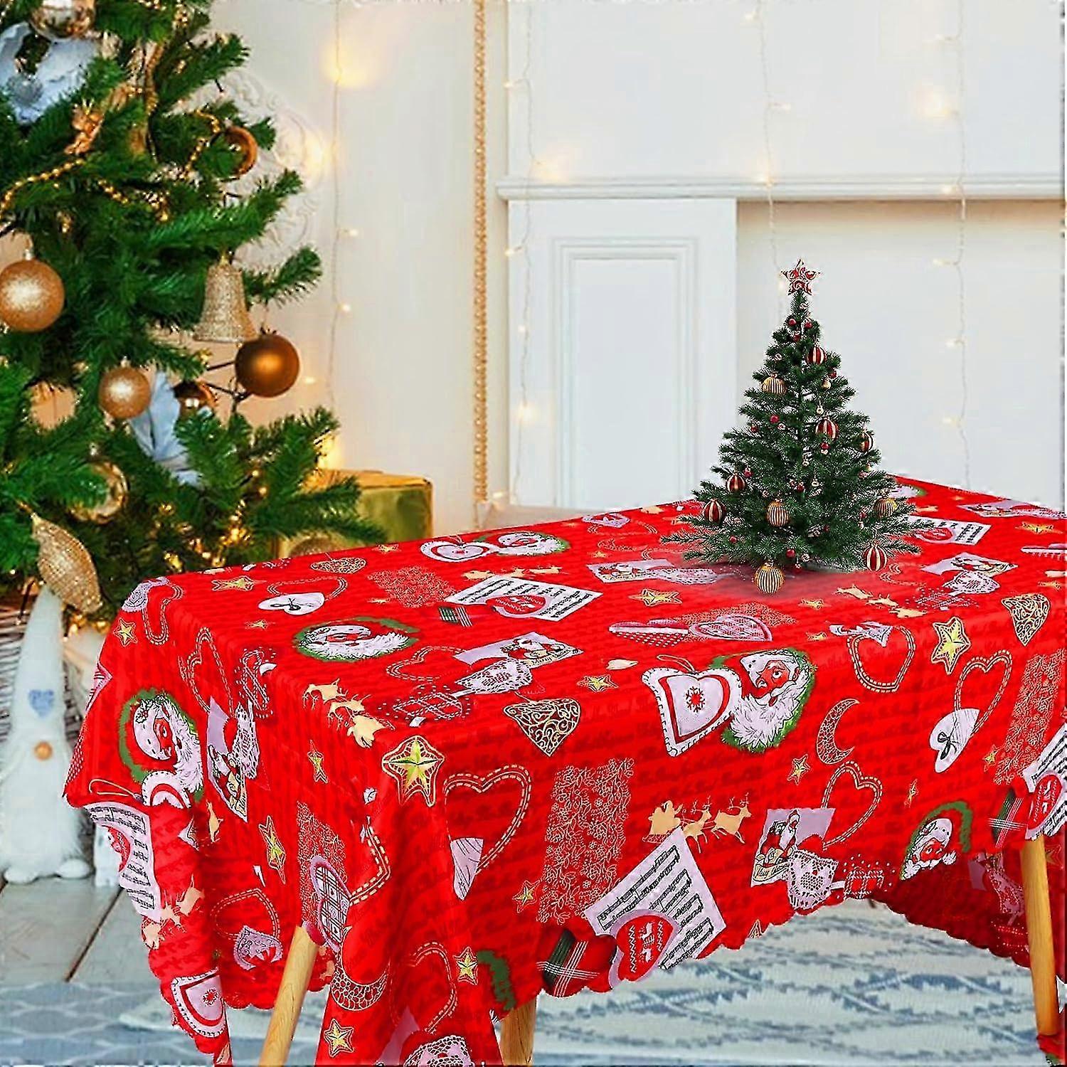 Christmas Tablecloths,220 x 150cm Red Table Cloth Washable Rectangular Tablecloth Oil-Proof Waterproof Linens fo